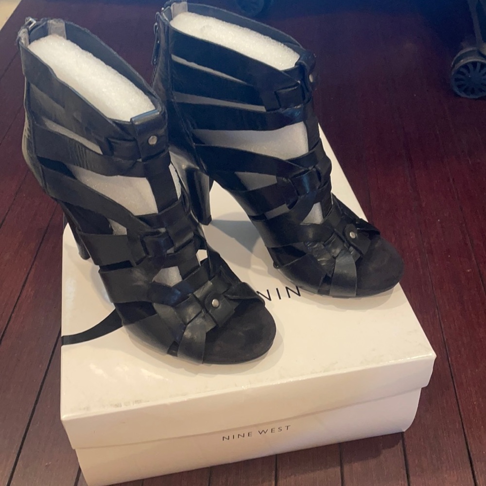 Nine West black caged heel